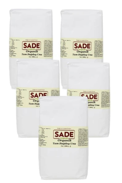 Sade Organik Tam Buğday Unu 5x1000 Gr ürün görseli 1