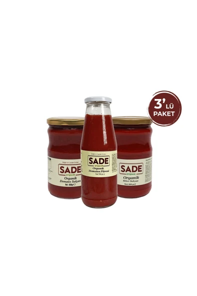 Sade Organik Domates & Biber Salçası ve Domates Püresi ürün görseli 1
