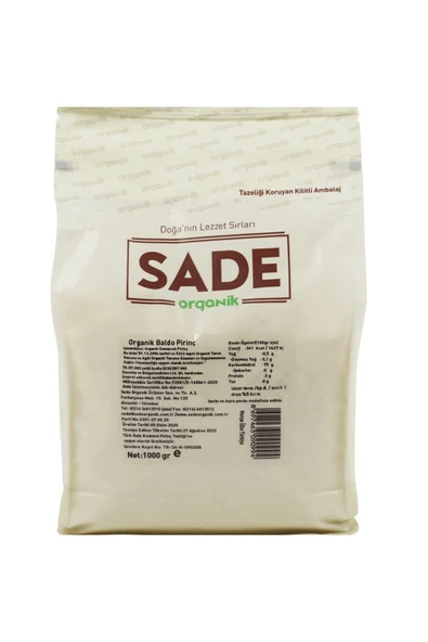 Sade Organik Pirinç 1000 gr - Resim 4