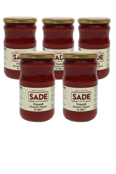 Sade Organik Domates Salçası 5x650 gr ürün görseli 1