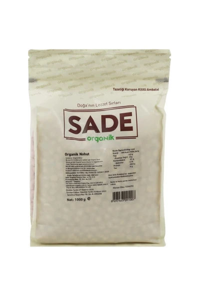 Sade Organik Nohut 1000 Gr - Resim 4