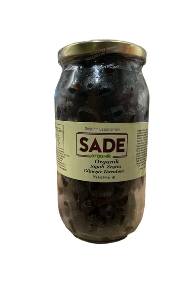 Sade Organik Siyah Zeytin Güneşte Kurutma 650 GR ürün görseli 1