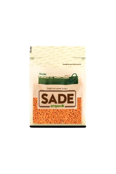 Sade Organik Kırmızı Iç Mercimek 1000 gr ürün görseli 1