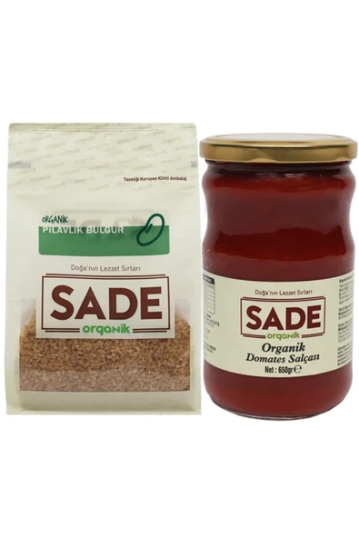 Sade Organik Pilavlık Bulgur 500 Gr & Domates Salçası 650 Gr ürün görseli 1