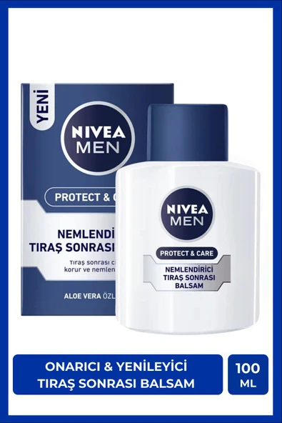 NIVEA MEN Erkek Tıraş Sonrası Balsam 100ml Protect&Care, Onarıcı, Yenileyici, Tahriş Önleyici, E Vitamini ürün görseli 1
