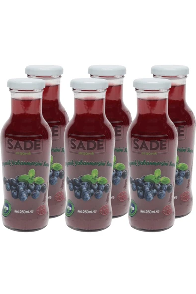 Sade Organik Yaban Mersini Suyu 250ml 6'lı ürün görseli 1