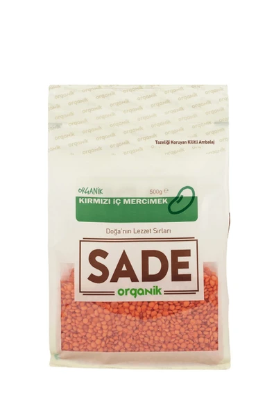Sade Organik Kırmızı Iç Mercimek 500 gr ürün görseli 1