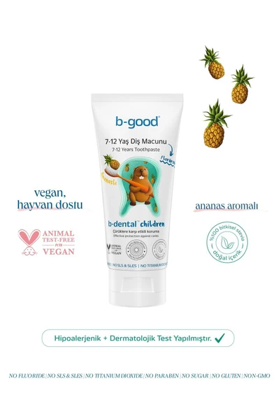 B-GOOD 7-12 Yaş Diş Macunu Florürsüz Ananas 50 Ml ürün görseli 1