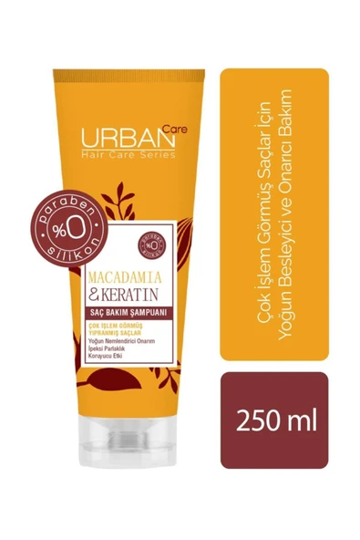 Urban Care Macadamia&keratin Çok Işlem Görmüş Saçlara Özel Onarıcı Şampuan-250ml-vegan ürün görseli 1