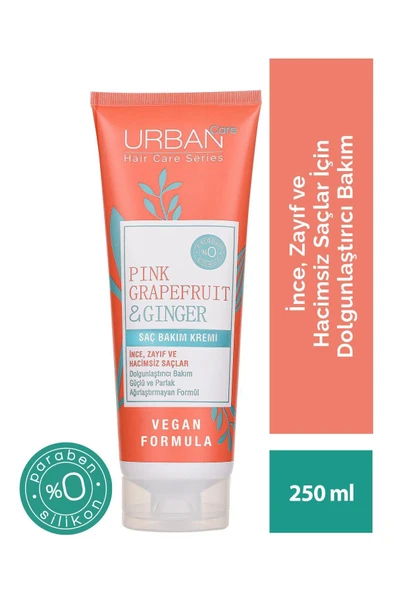 Urban Care Pink Grapefruit&ginger Ince Telli Saçlar Için Dolgunlaştırıcı Saç Kremi-vegan-250 ml ürün görseli 1
