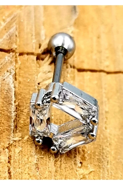 Çelik Zirkon Taşlı Piercing ürün görseli 1