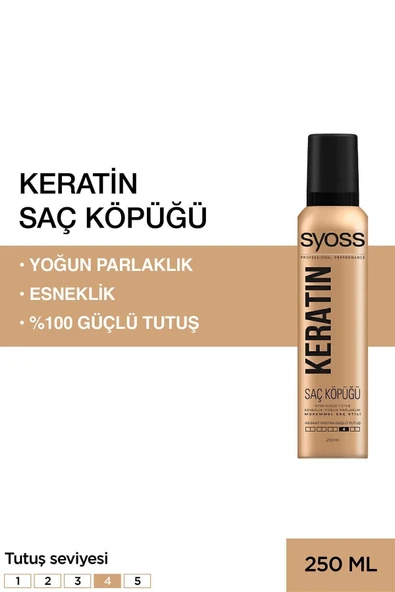 Syoss Keratin Köpük 250 ml - Saç Onarıcı ve Hacim Artırıcı Ürün ürün görseli 1