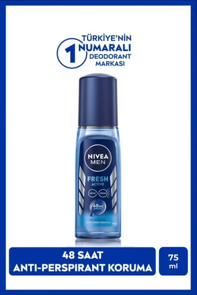 NIVEA Men Pump Sprey Fresh Active Erkek Deodorant 75 ml ürün görseli 1