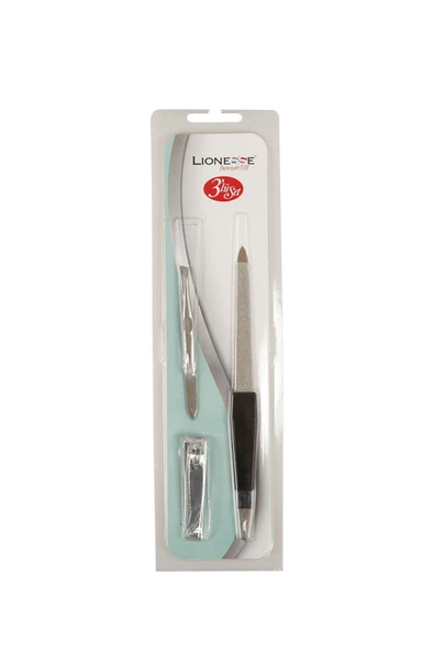 Lionesse 3'lü Manikür Seti 5112 (cımbız+törpü+tırnak Makası) 8697888027476 ürün görseli 1