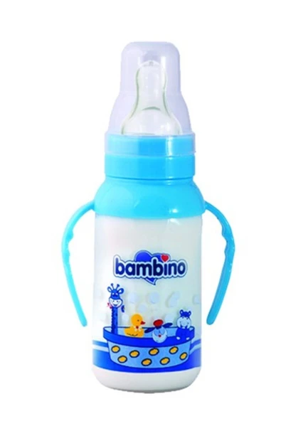 Bambino Kulplu Cam Biberon 125 ml - Pembe ürün görseli 1