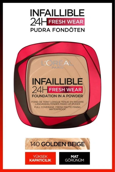 L'Oreal Paris Infaillible 24h Fresh Wear Pudra Fondöten 140 Golden Beige ürün görseli 1