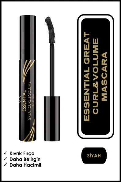 Golden Rose Essential Great Curl & Volume Mascara - Black - Kıvrım Veren Maskara - 8691190070618 ürün görseli 1