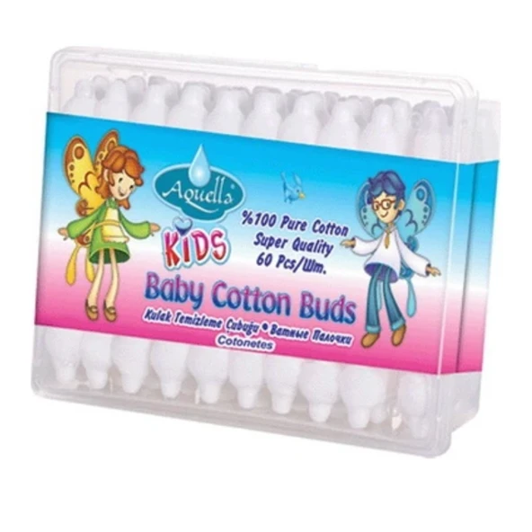AQUELLA Kids Baby Kulak Temizleme Çubuğu 60 Adet ürün görseli 1