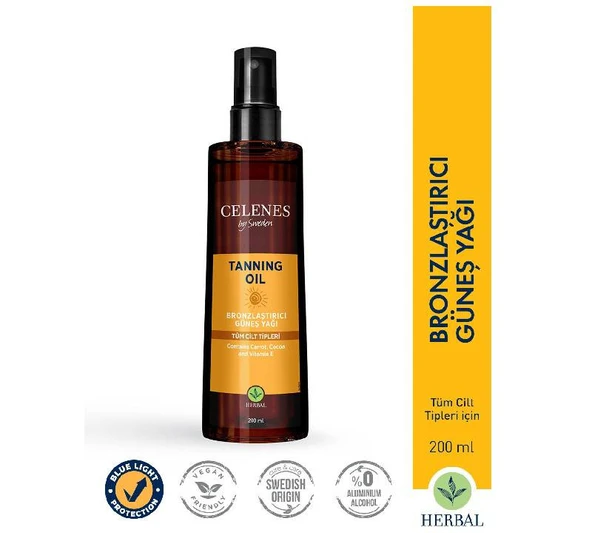 Celenes Herbal Bronzlaştırıcı Güneş Yağı 200 ml ürün görseli 1