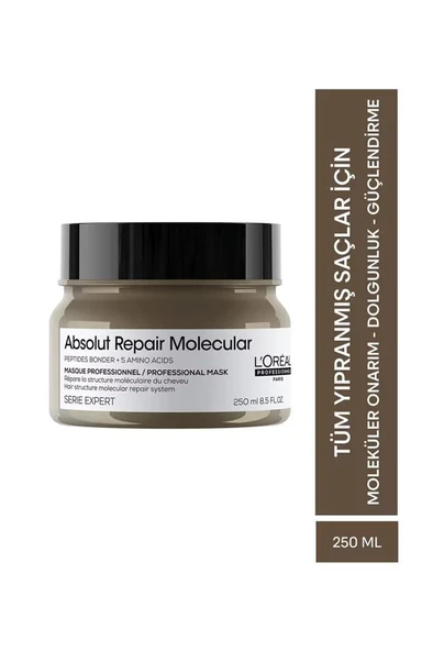 Loreal Professionnel Absolut Repair Molecular Tüm Yıpranmış Saçlar İçin Yoğun Onarıcı Maske 250 ml ürün görseli 1