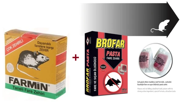 FARMİN FARE SAVAR ,FARE İLE MÜCADELE İÇİN (FARE PASTA 10GR X 10 + FARMİN ZAHİRİ BUĞDAY 250 GR ) ürün görseli 1
