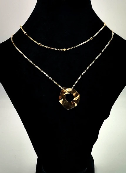 Gold Renk Zincir Figürlü Kararmaz Özel Tasarım Kolye ürün görseli 1