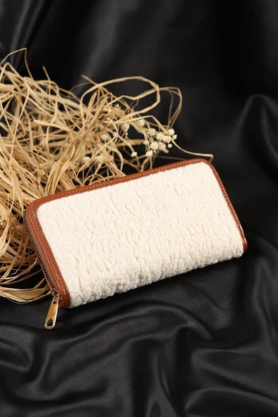 Monalisa Home Antrasit Peluş Tasarım Fermuarlı Cüzdan ürün görseli 1