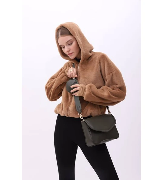Monalisa Home Cüzdanlı Çapraz Çanta Ashley Haki - Resim 5