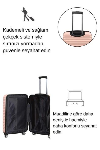 Orta Boy %100 Polikarbon Valiz Pudra 1811 - Resim 4