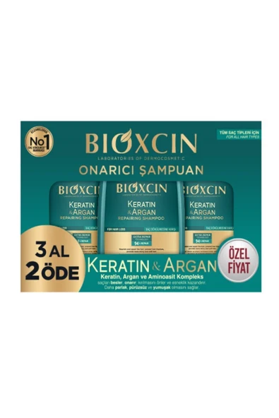 Keratin & Argan Onarıcı Bakım Şampuan 300 ml 3 Al 2 Öde - Yıpranmış Ve Hassas Saçlar ürün görseli 1