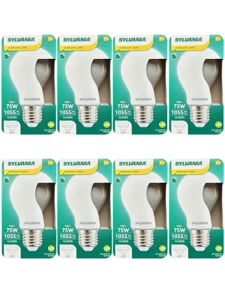 (8 Adet) Sylvania 9W (75W) 2700K (Sarı Işık) Dim Edilebilir E27 Duylu (Kalın Duy) Soft Led Ampul ürün görseli 1
