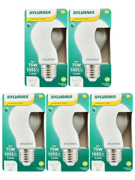 (5 Adet) Sylvania 9W (75W) 2700K (Sarı Işık) Dim Edilebilir E27 Duylu (Kalın Duy) Soft Led Ampul ürün görseli 1