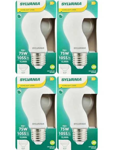 (4 Adet) Sylvania 9W (75W) 2700K (Sarı Işık) Dim Edilebilir E27 Duylu (Kalın Duy) Soft Led Ampul ürün görseli 1