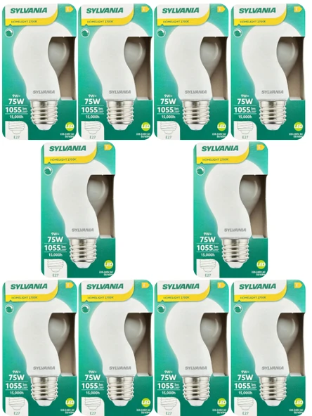 (10 Adet) Sylvania 9W (75W) 2700K (Sarı Işık) Dim Edilebilir E27 Duylu (Kalın Duy) Soft Led Ampul ürün görseli 1