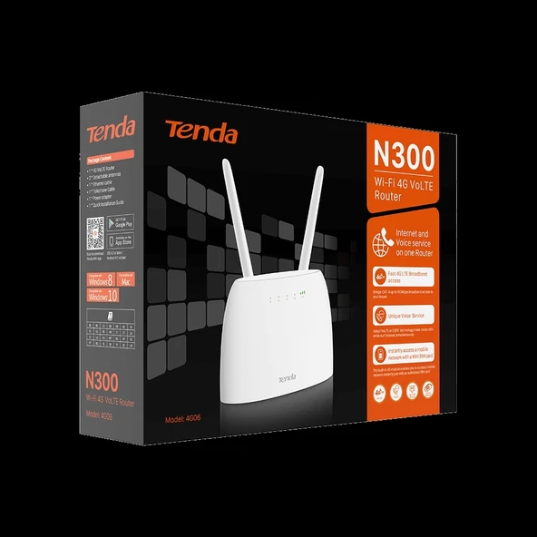 TENDA 4G06 N300 Wi-Fi 4G VoLTE Router ürün görseli 1