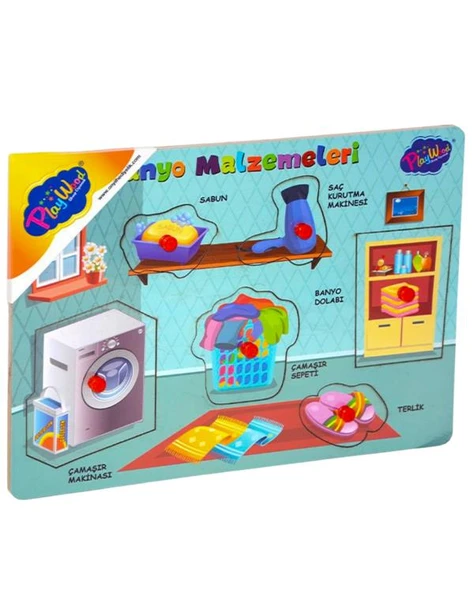 Playwood Ahşap Tutmalı Banyo Malzemeleri Puzzle ONY297 ürün görseli 1