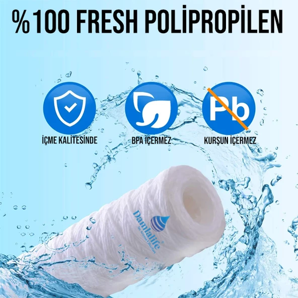 Damlalife 10" Big Blue Sediment İp Filtre iplik filtre ürün görseli 1