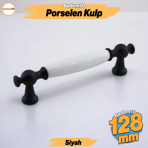 Arnas Porselen Kulp 128 mm Mobilya Çekmece Mutfak Dolabı Dolap Kapak Kulpları Kulb Kulpu Siyah ürün görseli 1