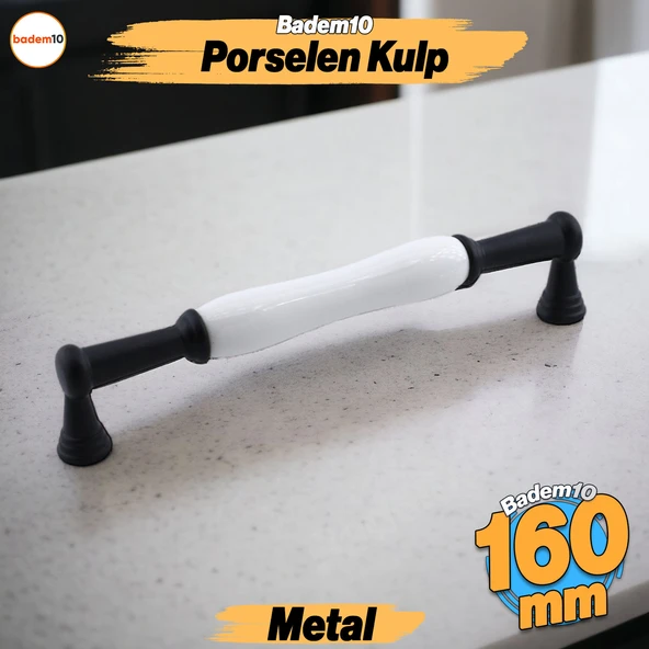 Anav Porselen Kulp 160 mm Mobilya Çekmece Mutfak Dolabı Dolap Kapak Kulpları Kulb Kulpu Siyah ürün görseli 1