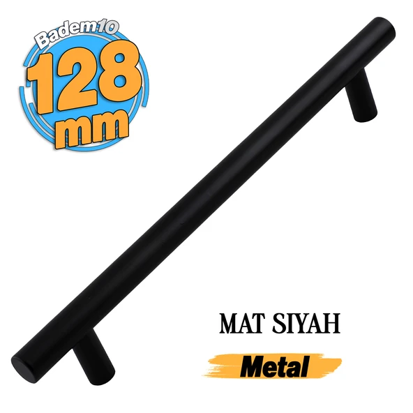 Çubuk Mobilya Mutfak Dolap Dolabı Çekmece Kulpu Kulbu -Mat Siyah Metal (128 MM-12.8 CM) Kulpları ürün görseli 1