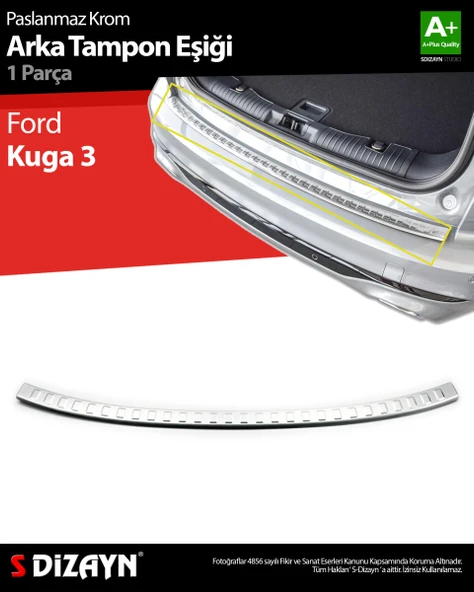 S-Dizayn Ford Kuga 3 Krom Arka Tampon Eşiği 2020 Üzeri ürün görseli 1