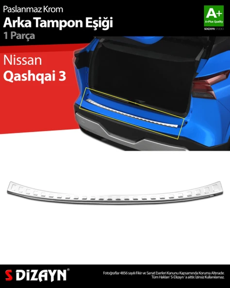 S-Dizayn Nissan Qashqai 3 Krom Arka Tampon Eşiği 2021 Üzeri ürün görseli 1