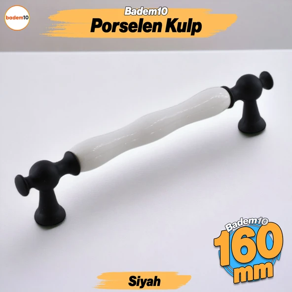 Arnas Porselen Siyah Kulp 160 mm Mobilya Çekmece Mutfak Dolabı Dolap Kapak Kulpları Kulb Kulpu ürün görseli 1