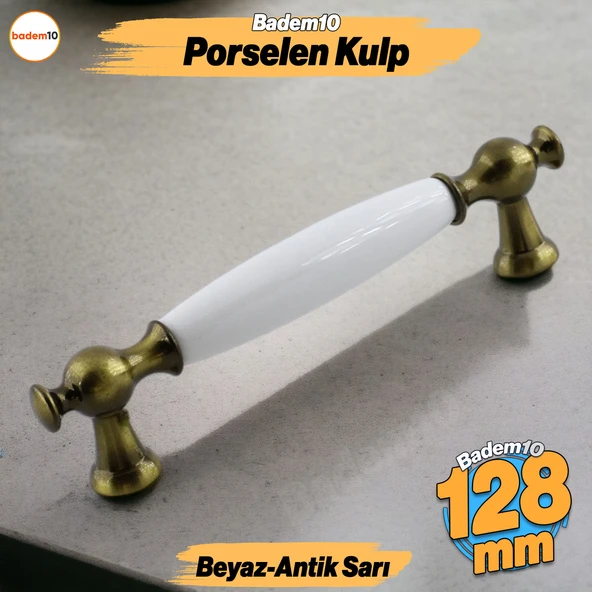 Arnas Porselen Antik Sarı Kulp 128 mm Mobilya Çekmece Mutfak Dolabı Dolap Kapak Kulpları Kulb Kulpu ürün görseli 1