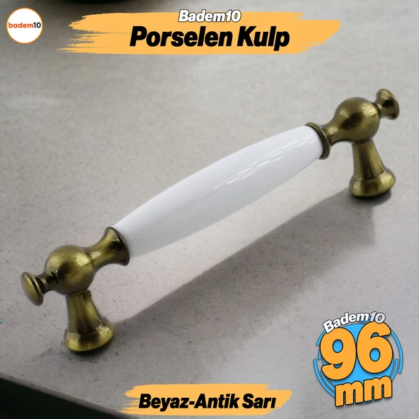 Arnas Porselen Antik Sarı Kulp 96 mm Mobilya Çekmece Mutfak Dolabı Dolap Kapak Kulpları Kulb Kulpu ürün görseli 1