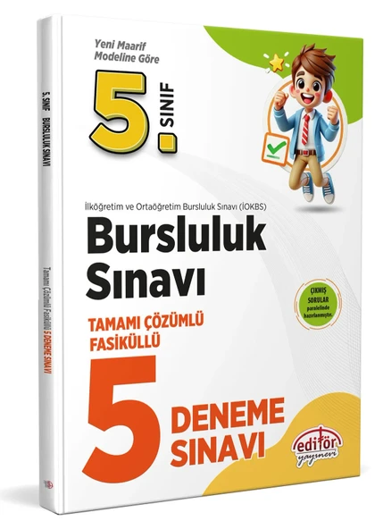 Editör Yayınları 5. Sınıf 2025 Bursluluk Sınavı Tamamı Çözümlü 5 Deneme ürün görseli 1