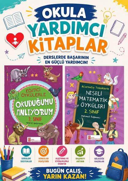Ata 2.Sınıf Okula Yardımcı Eğitici Öykülerle Okuduğumu Anlıyorum- Neşeli Matematik Öyküleri ürün görseli 1