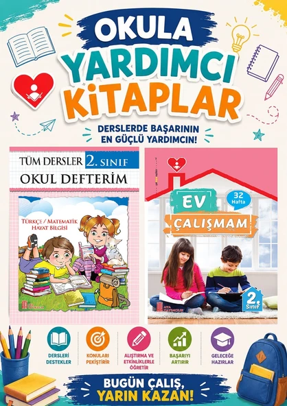 Ata 2.Sınıf Okula Yardımcı Tüm Dersler Okul Defterim- Ev Çalışmam ürün görseli 1