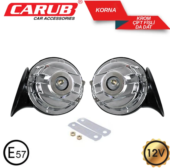 CARUB Korna12V 2Li Süper Dadat Tek Fişli KROM BELGLİ ürün görseli 1