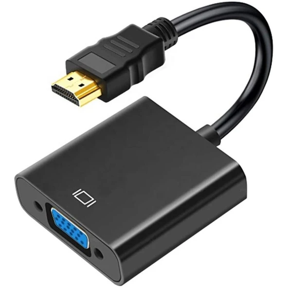 Hdmi To Vga Kablo Tablet Projeksiyon Notebook Uyumlu Siyah ürün görseli 1